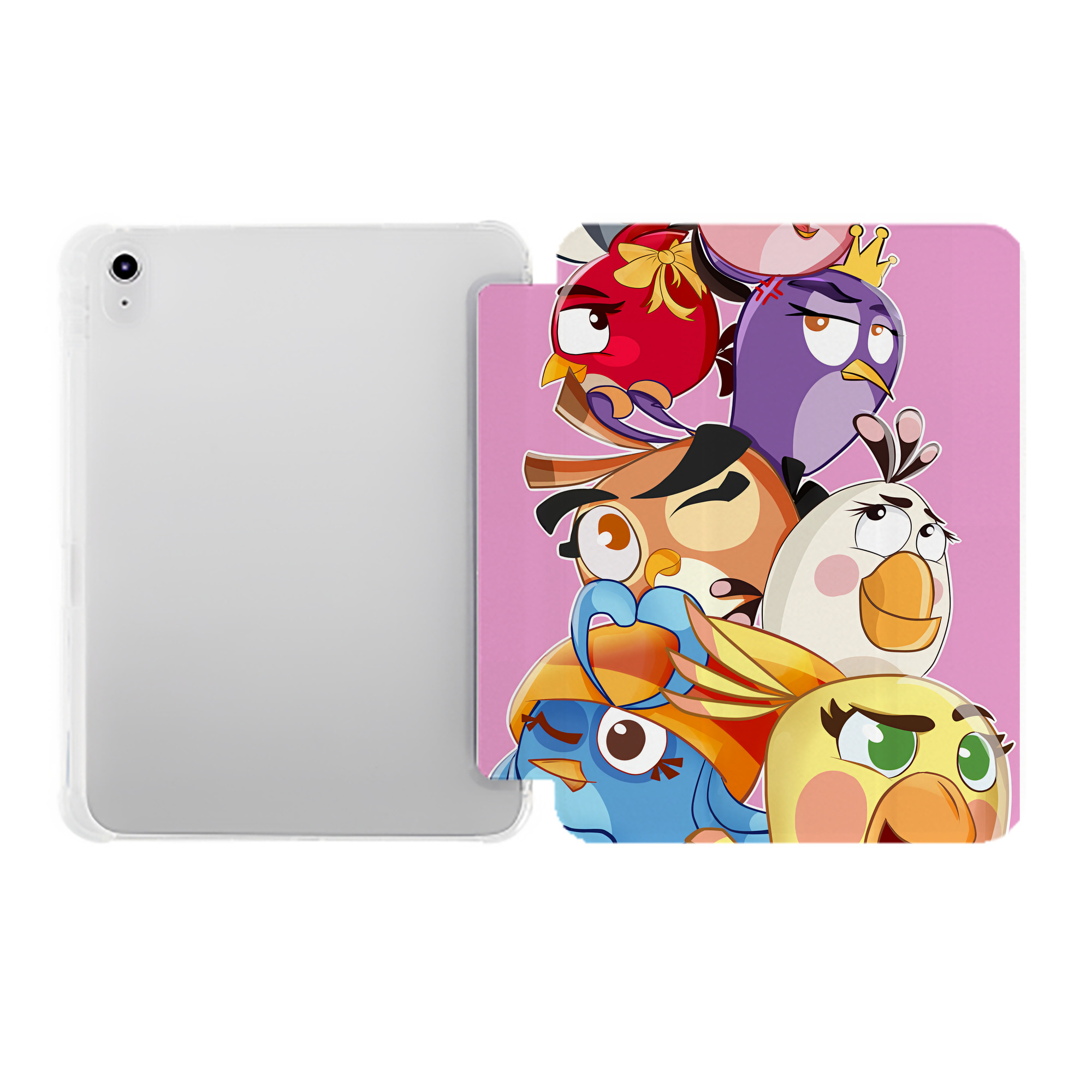 （画像用） Angry Birds アングリーバード IPad ケース ペン収納付き 三つ折りスタンド PUレザー×シリコン 対応機種9.5/10.5/10.9インチ